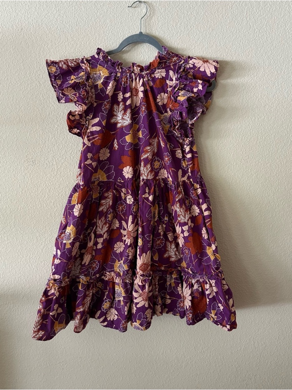 House of Harlow 1960 Purple Floral Ruffle-Tier Dress Nicole Richie 100% Cotton M - Picture 3 of 6